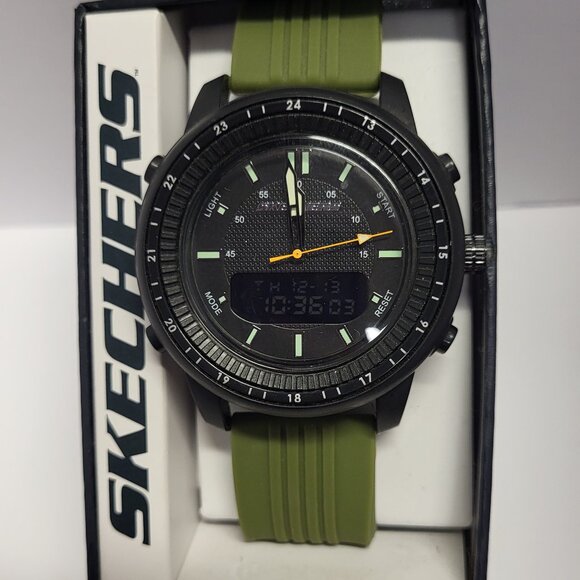 SKECHERS GREEN AND BLACK ANOLOG - DIGITAL DISPLAY WATCH - Picture 1 of 3